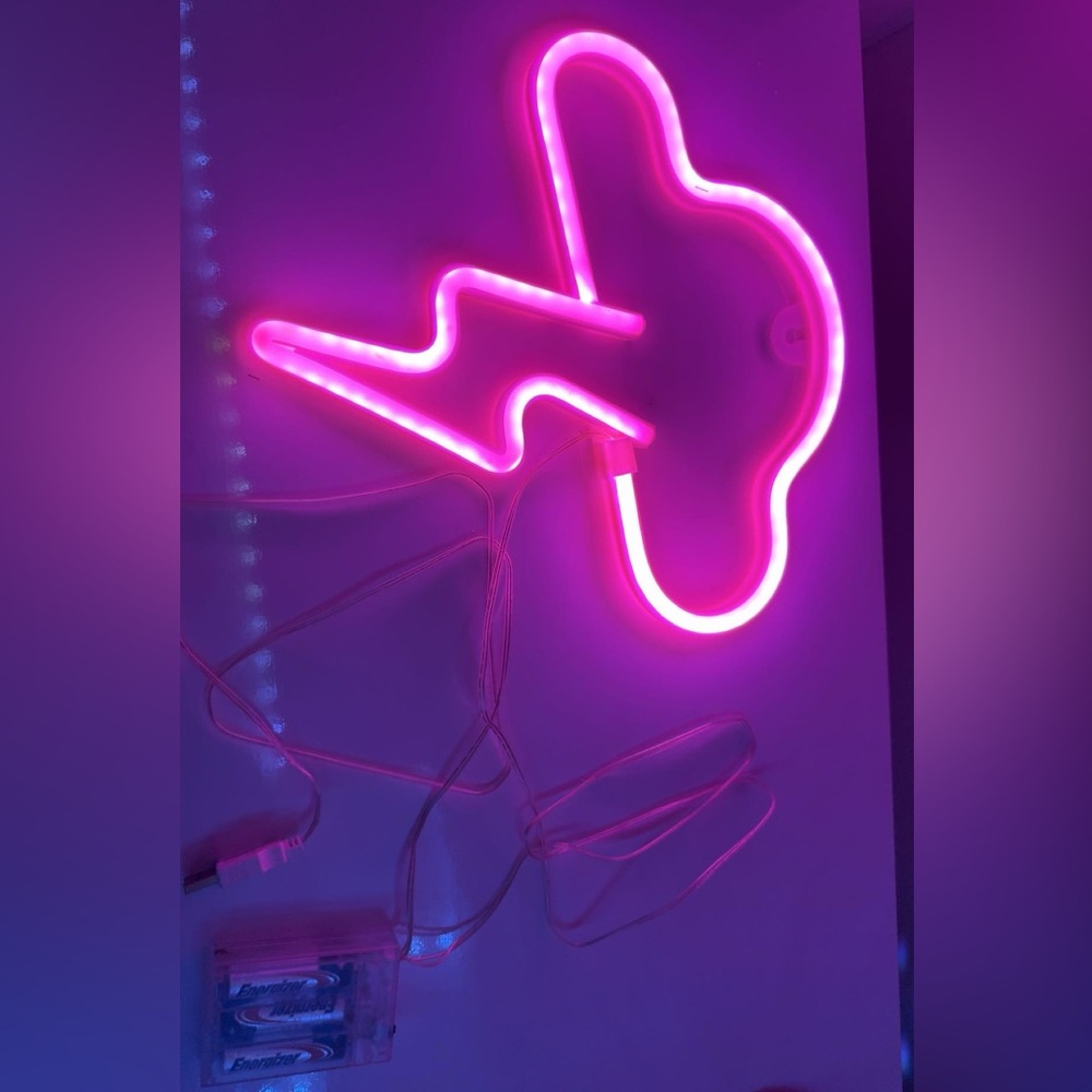 Pink Neon Lightning Bolt Wall Light